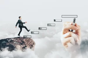 career-development-job-concept-abstract-image-businessman-climbing-drawn-stairs-concrete-background-123641657-300x200 اهم طرق التخطيط لتحديد الاهداف المستقبلية