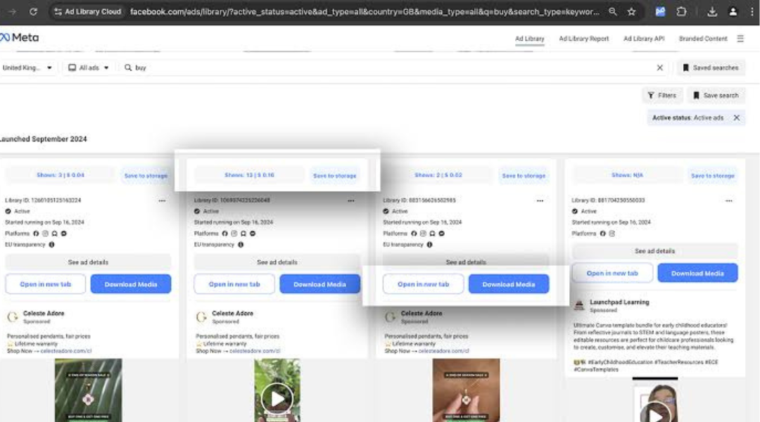 أداة Facebook Ad Library